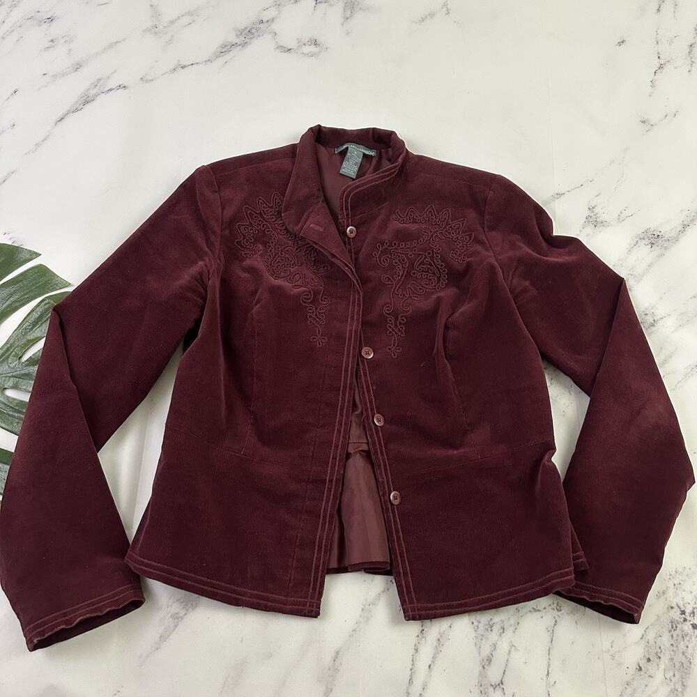 Hillard Hanson Womens Vintage y2k Corduroy Blazer Jacket Size S Purple Floral